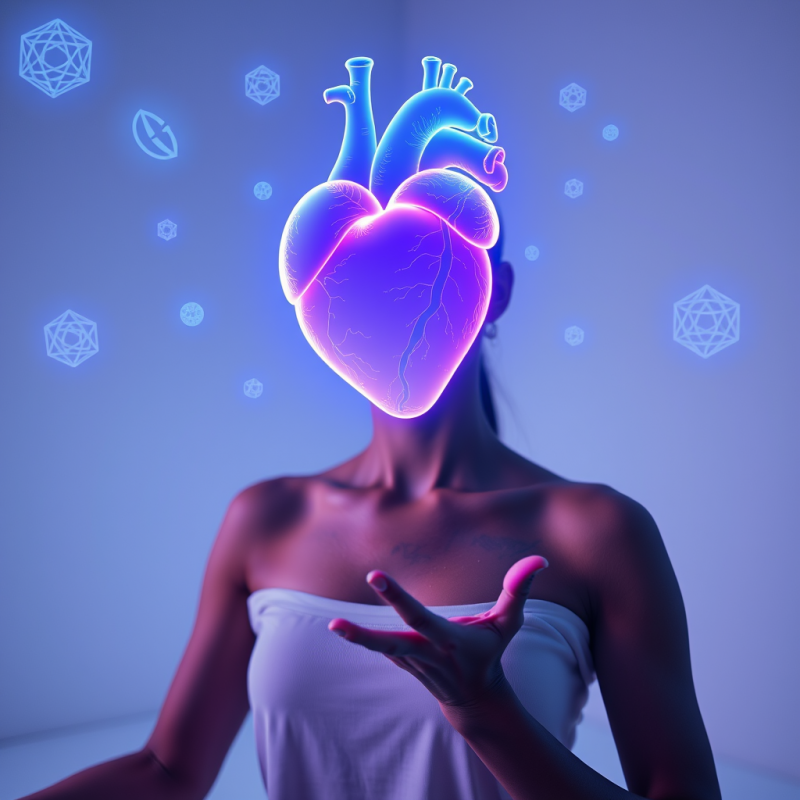 Woman with Glowing Heart Anatomy