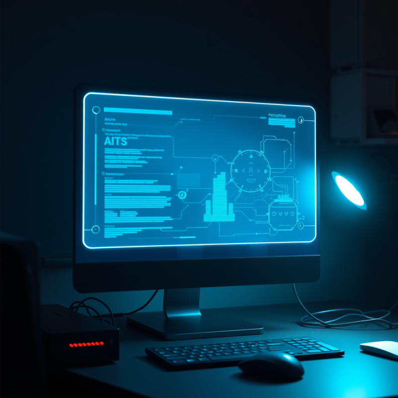 Blue Glowing Computer Monitor Display