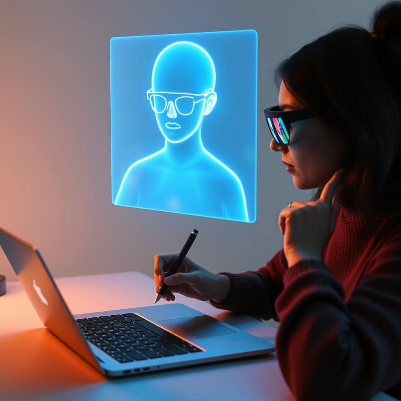 Designer Using Ar Glasses for Digital Art