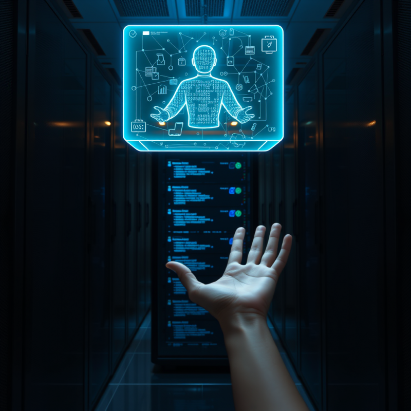 Hand Reaching for Floating Ai Interface