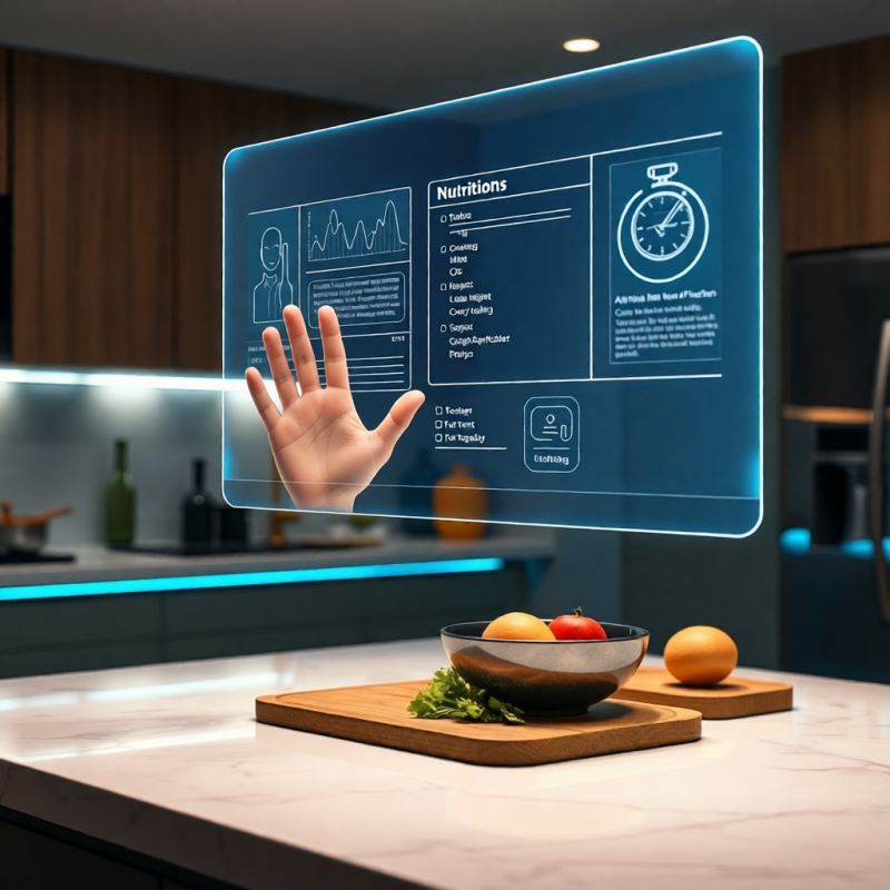 Hand Interacting with Floating Nutrition Hud