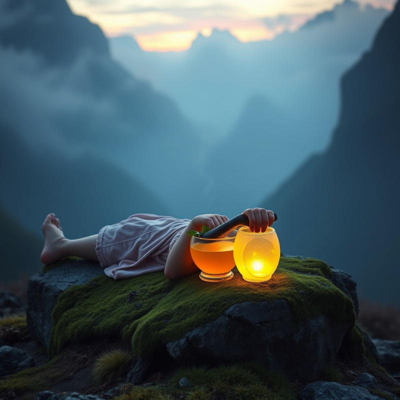 Child on Rock with Lantern