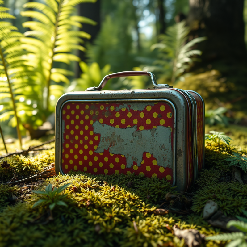 Rusty Polka-dot Suitcase in Forest