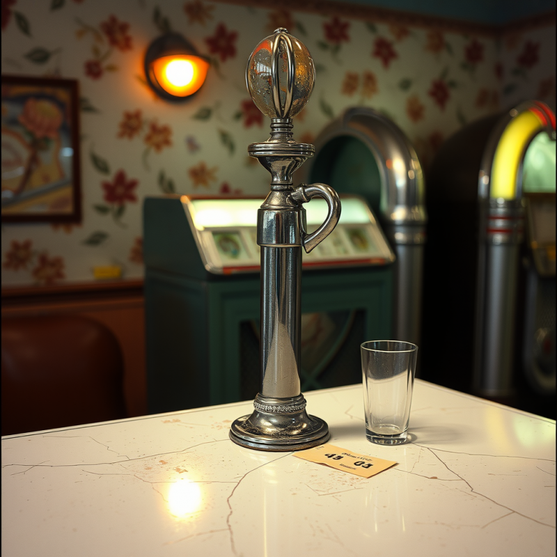 Vintage Silver Beer Tap on Cracked Counter