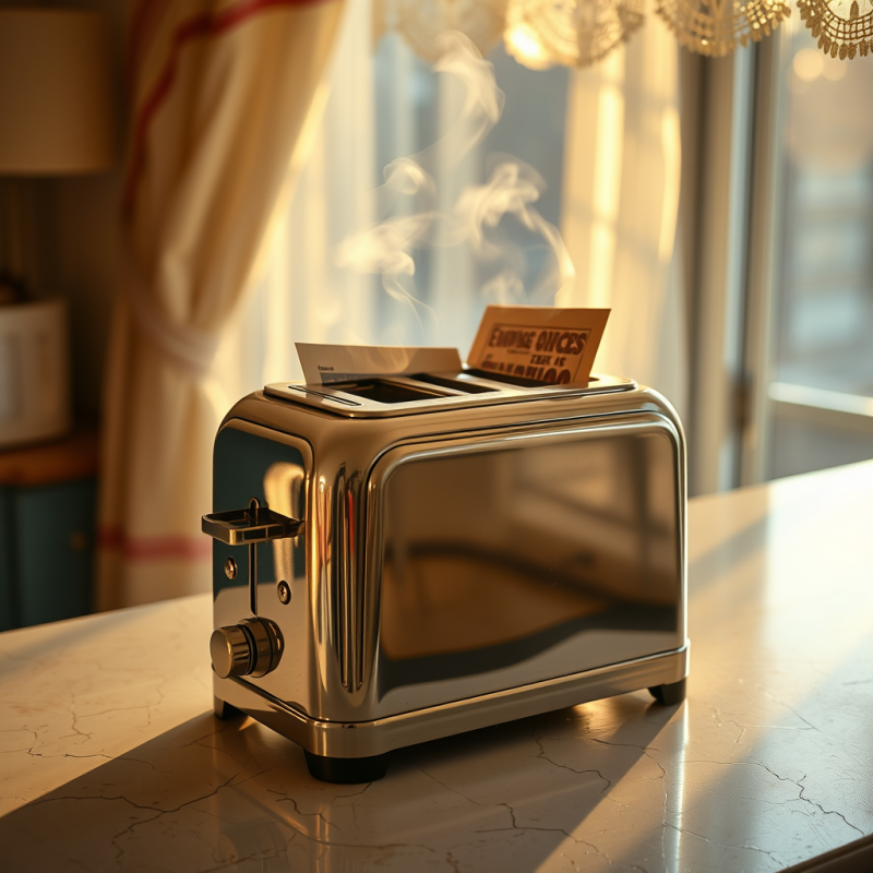 Toaster with Smoke and Card