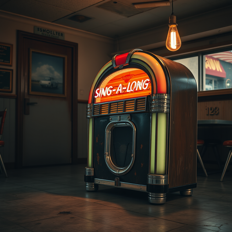 Vintage Sing-a-long Jukebox in Retro Diner