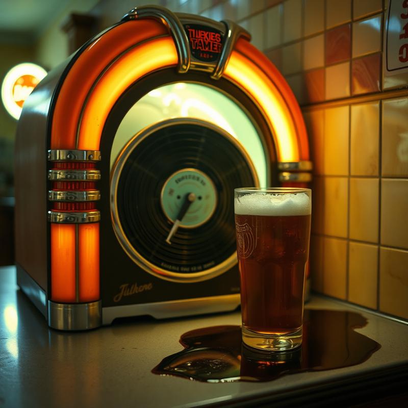 Vintage Jukebox with Beer Glass
