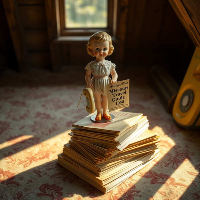 Vintage Doll Holding Travel Guide