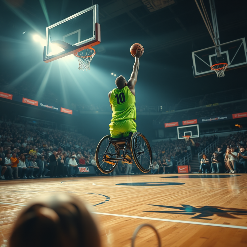 Wheelchair Basketball Player Dunking