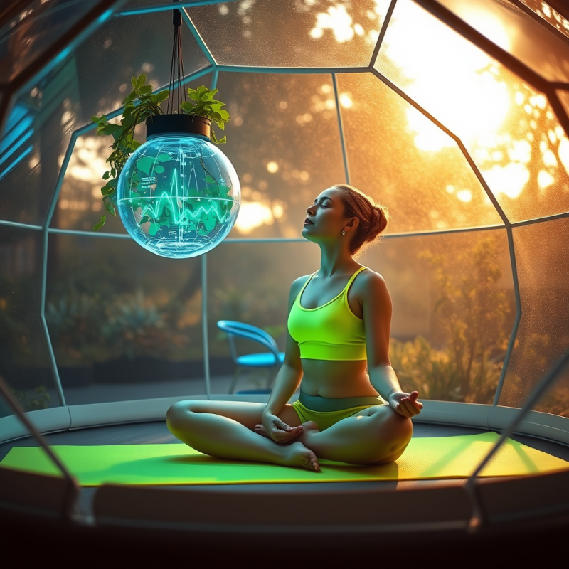 Woman Meditating in Futuristic Dome