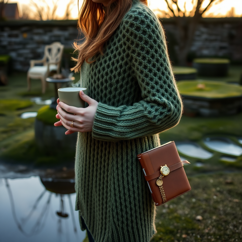 Woman Holding Cup in Garden