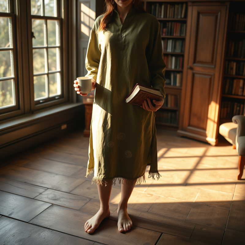 Serene Reader in Sunlit Room