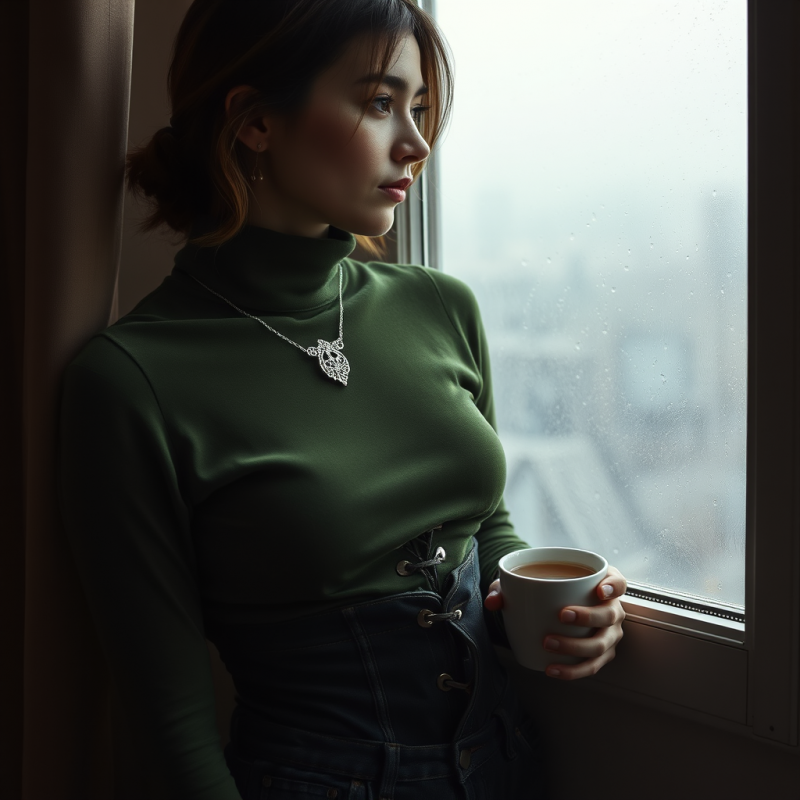 Contemplative Woman by Window