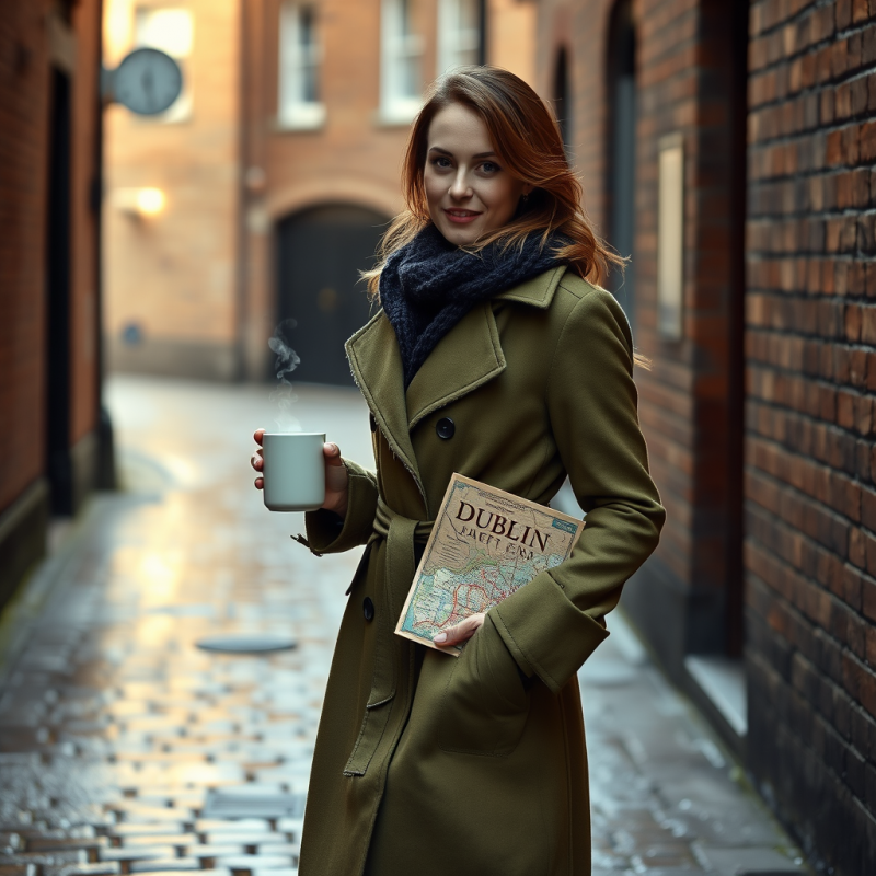 Woman Holding Book and Cup in Dublin