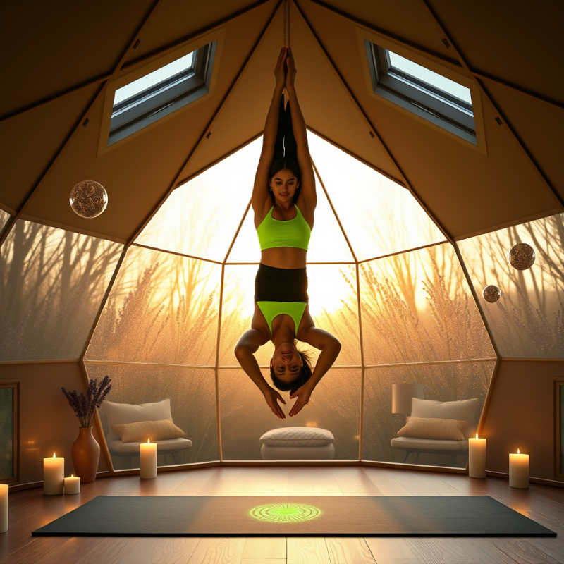 Woman Practicing Inversion Yoga Indoors