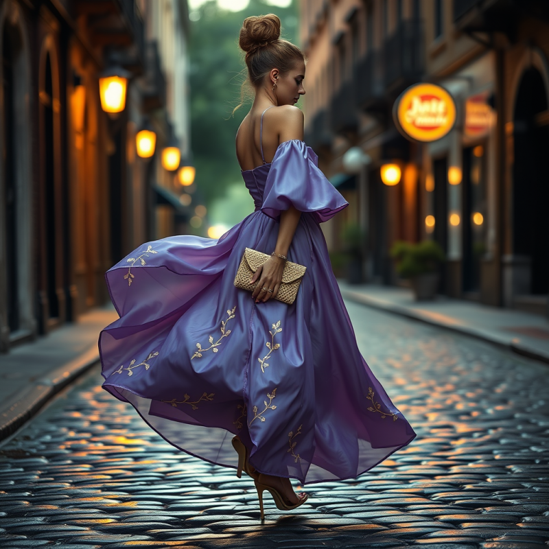 Elegant Woman in Purple Dress