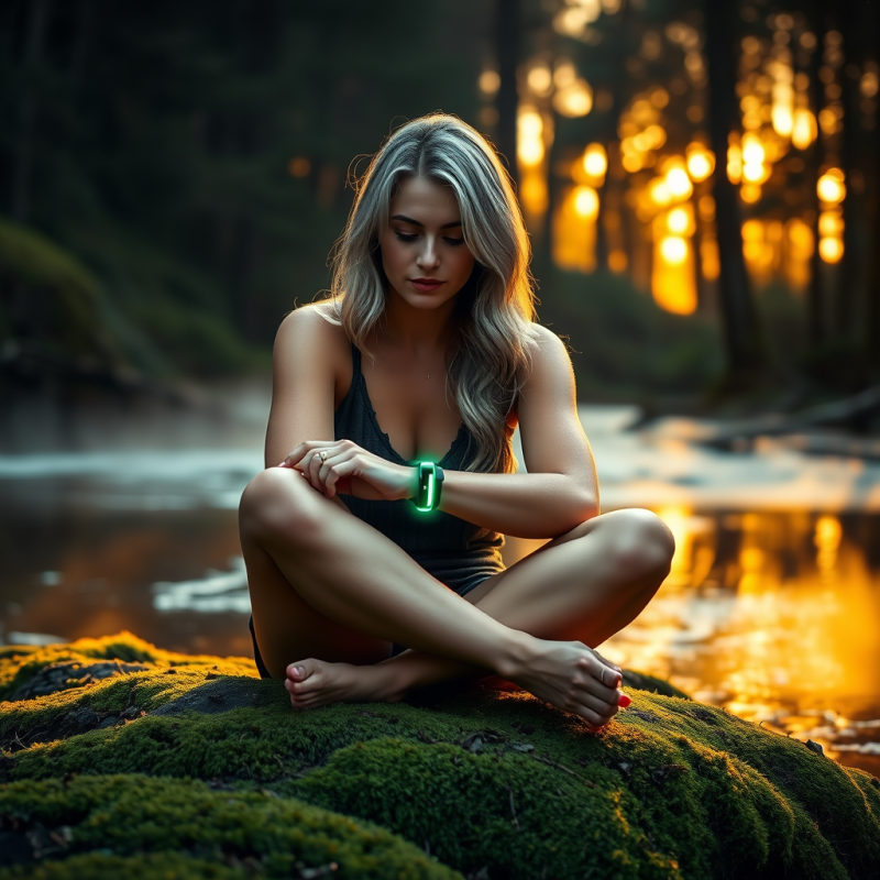 Woman with Smartwatch by Stream