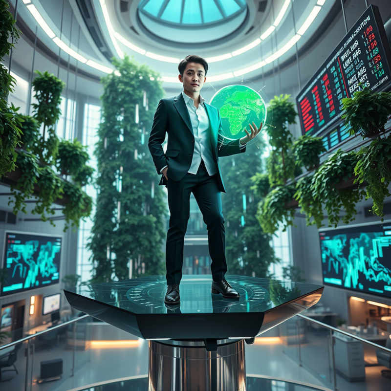 Businessman with Futuristic Globe