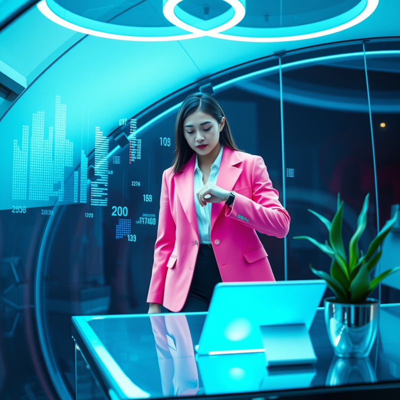 Businesswoman in Futuristic Office
