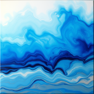 Abstract Acrylic Pour Painting In Ocean Colors