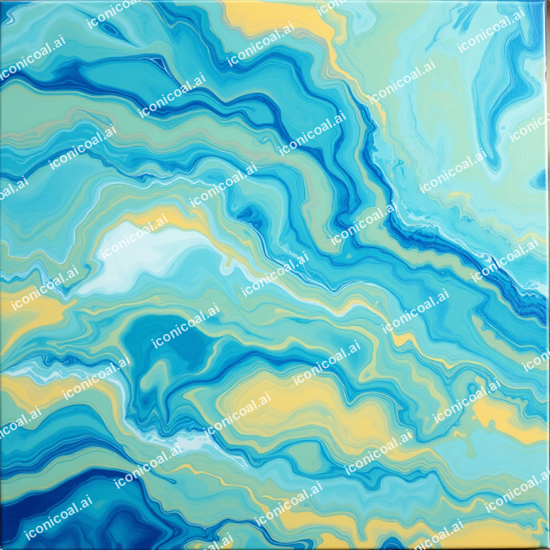 Abstract Acrylic Pour Painting In Ocean Colors