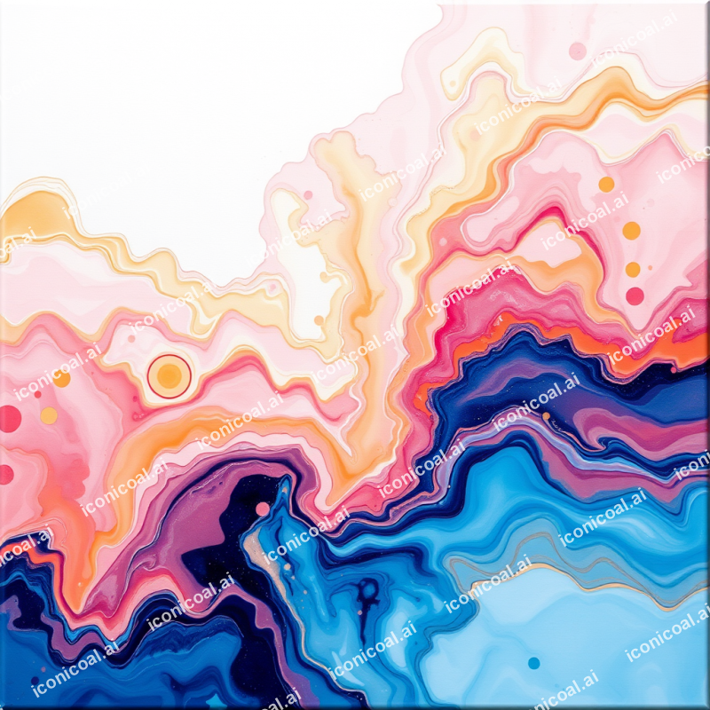 Abstract Acrylic Pour Painting In Ocean Colors