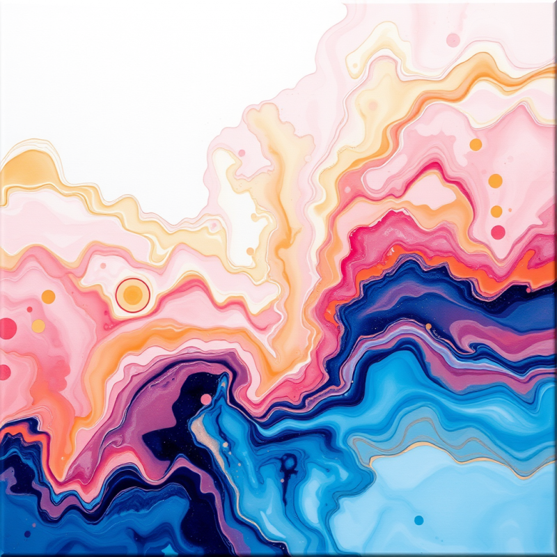 Abstract Acrylic Pour Painting in Ocean Colors