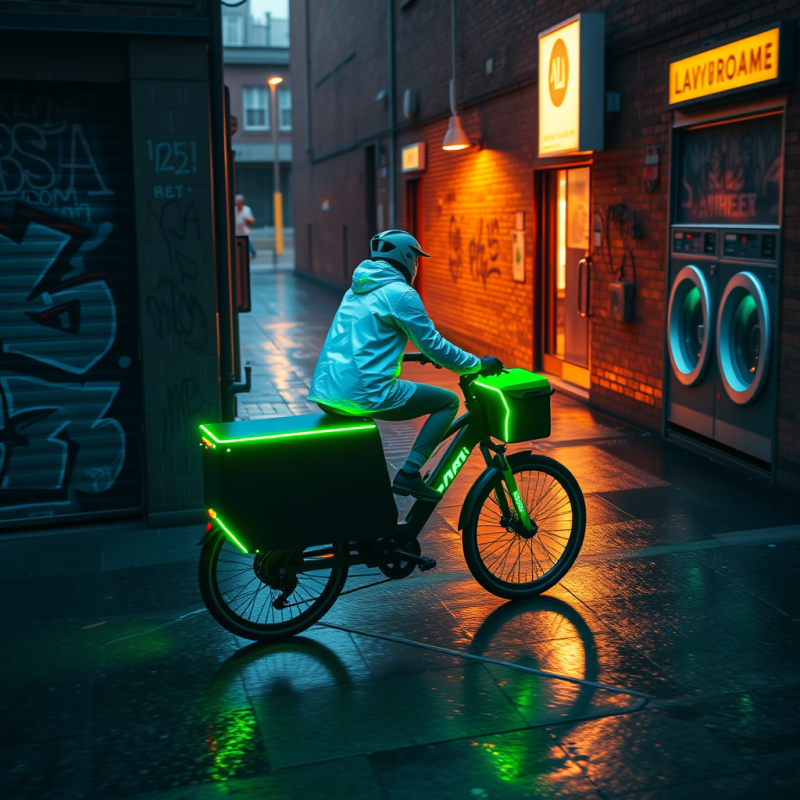 Aerial Drone Shot at Golden Hour of a Neon-green Electric...
