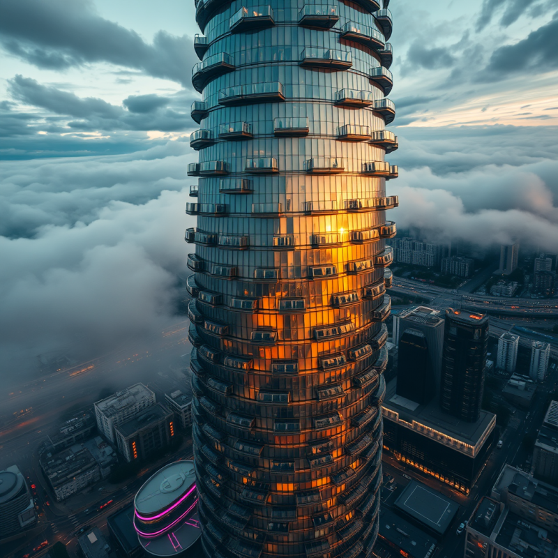 Aerial Drone Shot at Golden Hour of a Spiraling