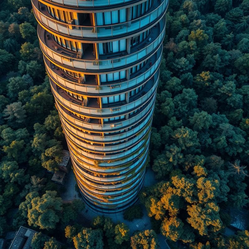 Aerial Drone Shot at Golden Hour of a Spiraling Concrete-...