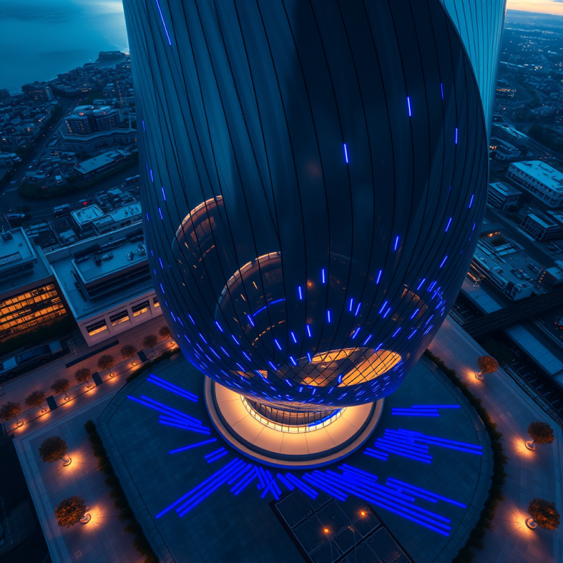 Aerial Drone Shot of a Futuristic