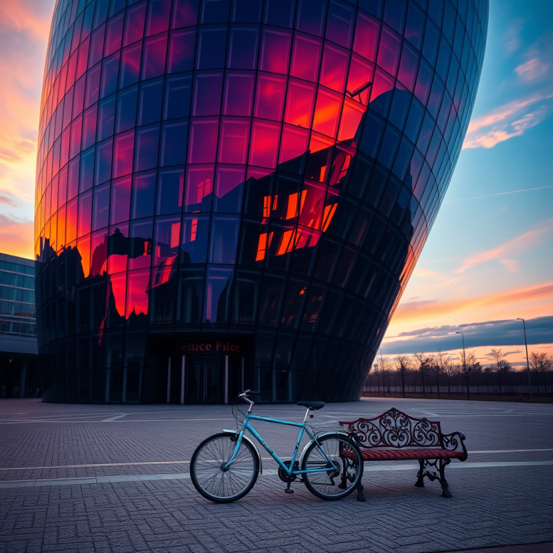 Aerial Drone Shot of a Hyperboloid-shaped Glass Tower Twi...