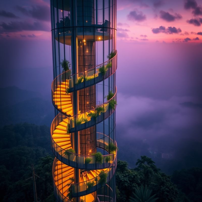 Spiral Tower at Twilight