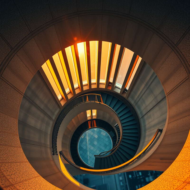 Aerial Drone Shot Of A Spiral Staircase Wrapped Around A ...