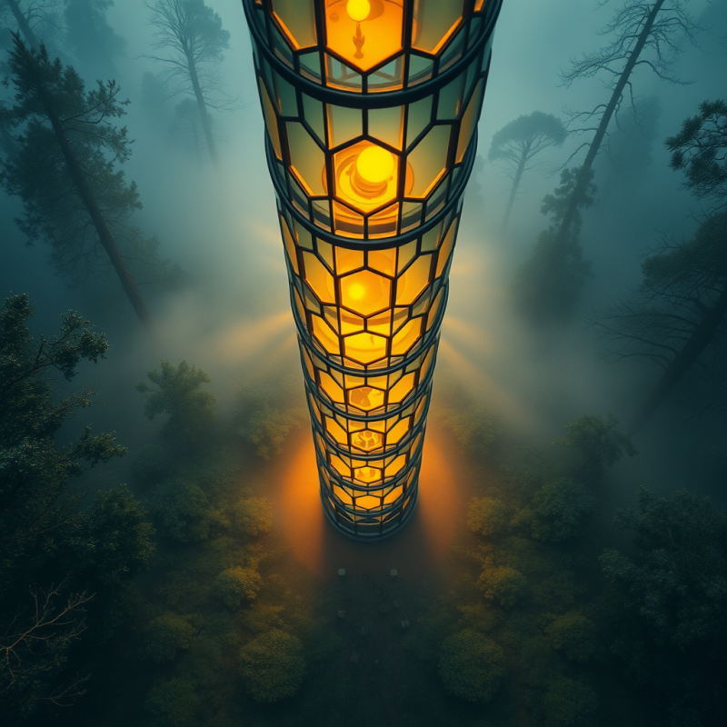 Aerial Drone Shot of a Spiraling Glass-and-steel Helix To...