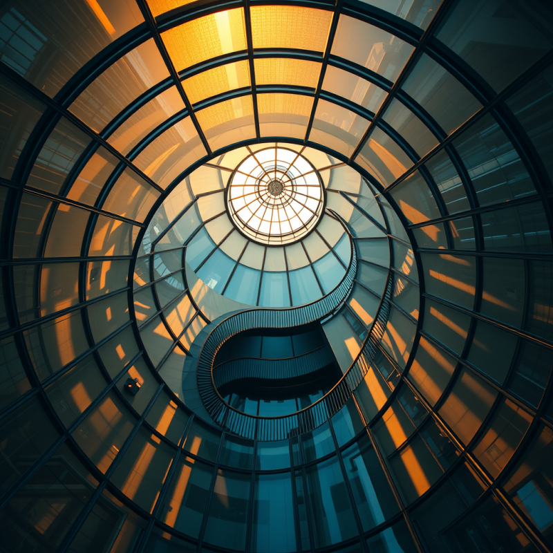 Aerial Drone Shot Of A Spiraling Spiral Staircase Inside ...