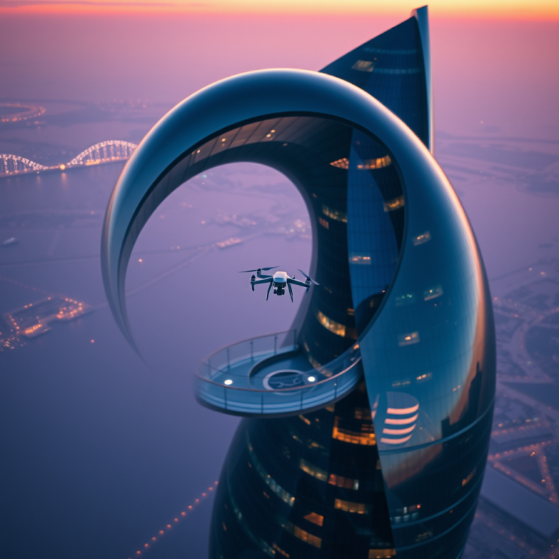 Aerial Shot Of A Futuristic