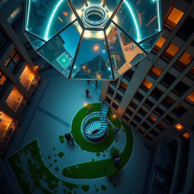 Aerial Shot of a Neon-lit