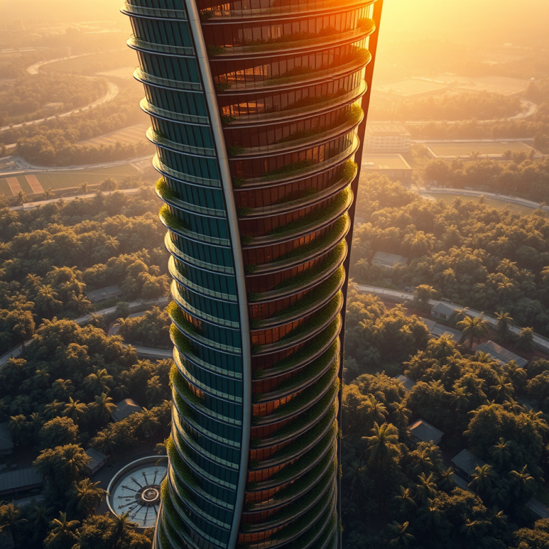 Aerial View at Golden Hour of a Sleek