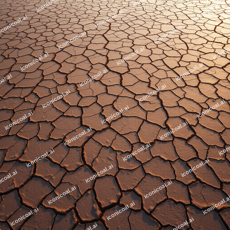 Aerial View Of Dried Lake Bed With Geometric Mud Cracks