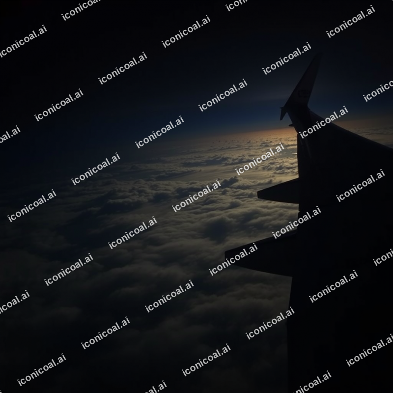 Airplane Wing View From Window Above Clouds Travel