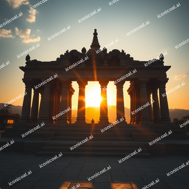 Ancient Temple At Sunrise Spiritual Travel Destination