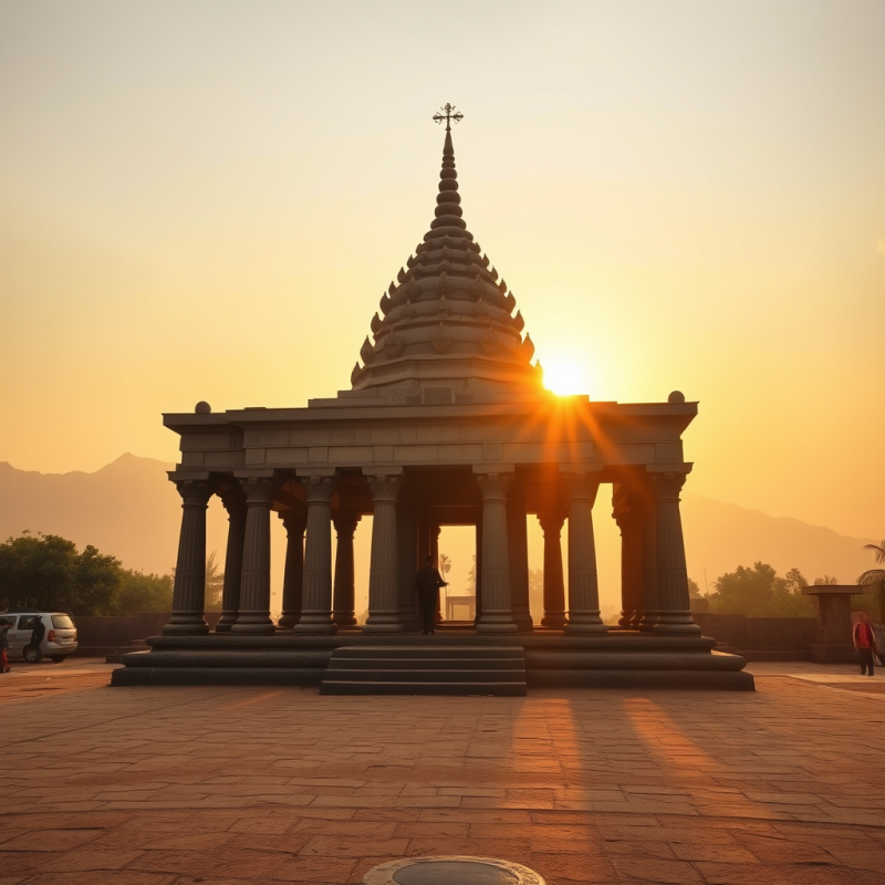 Ancient Temple at Sunrise Spiritual Travel Destination