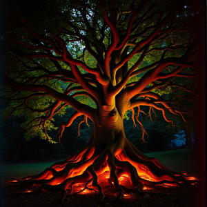 Ancient Tree Of Life Glowing Roots Magical Nature
