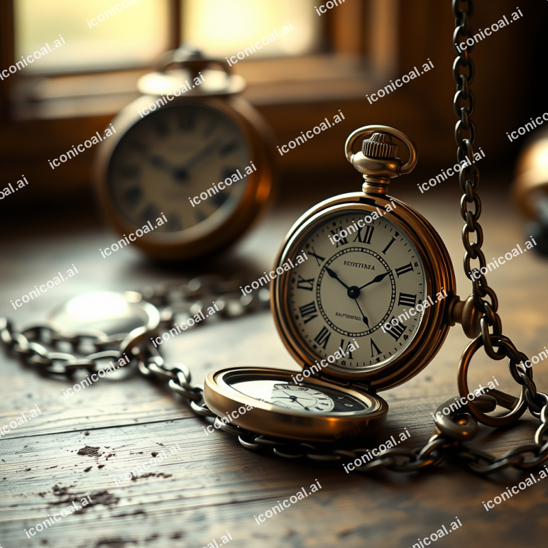 Antique Pocket Watch And Chain Time Nostalgia