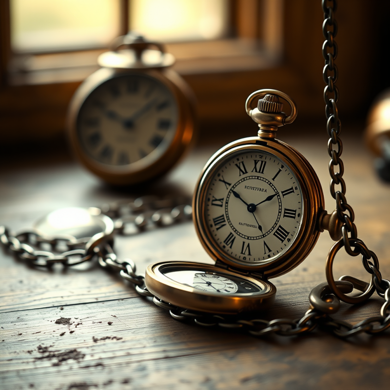 Antique Pocket Watch and Chain Time Nostalgia