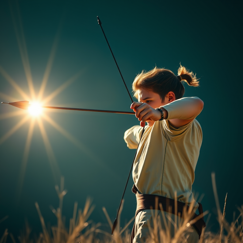 Archer Releasing Arrow with Perfect Form