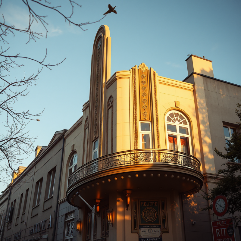 Art Deco Building Details in Golden Afternoon Light