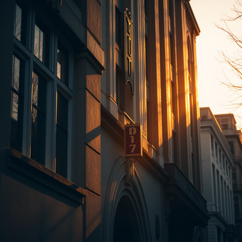 Art Deco Building Details in Golden Afternoon Light