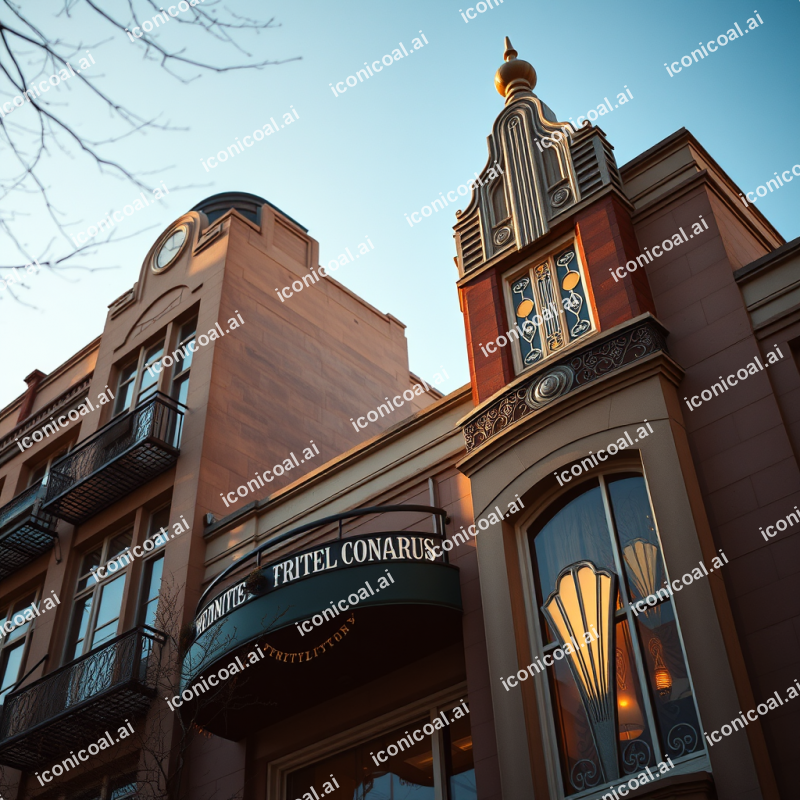 Art Deco Building Details In Golden Afternoon Light